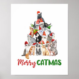 Cat Christmas Tree Cat Lover Weihnachtsfeiertag Poster