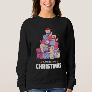 Cat Christmas Tree Christmas Lights Niedlich Cat C Sweatshirt