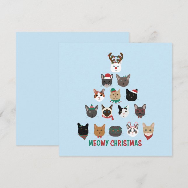 Cat Christmas Tree Feiertagskarte (Vorne/Hinten)
