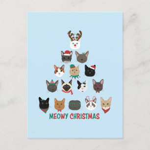 Cat Christmas Tree Feiertagspostkarte