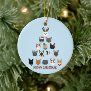 Cat Christmas Tree Keramik Ornament