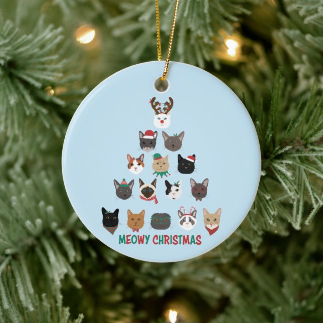 Cat Christmas Tree Keramik Ornament (Baum)