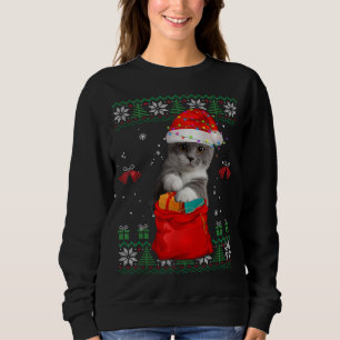 Cat Christmas Tree Lights Weihnachtsmannmütze Cat  Sweatshirt