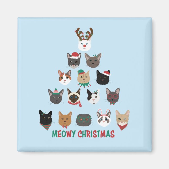 Cat Christmas Tree Magnet (Vorne)