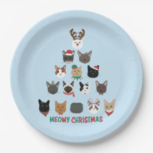Cat Christmas Tree Pappteller