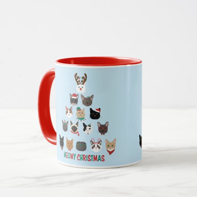 Cat Christmas Tree Tasse (Vorderseite Links)