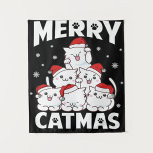 Cat Christmas Tree Wandteppich