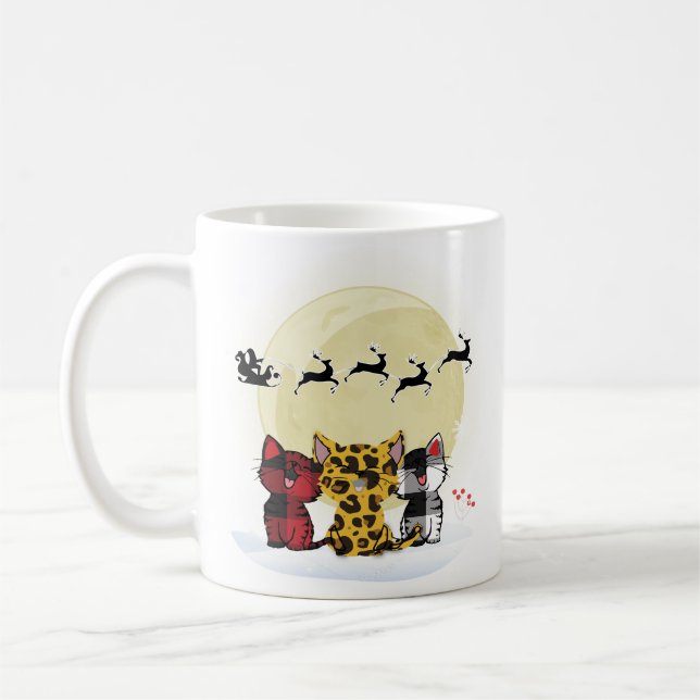 Cat Christmas Watching Santa Kaffeetasse (Links)
