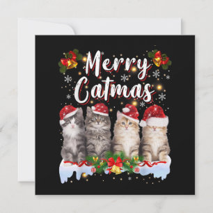Cat Christmas Weihnachtsmannmütze Funny Merry Catm Einladung