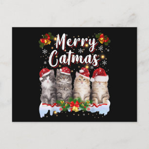 Cat Christmas Weihnachtsmannmütze Funny Merry Catm Feiertagspostkarte
