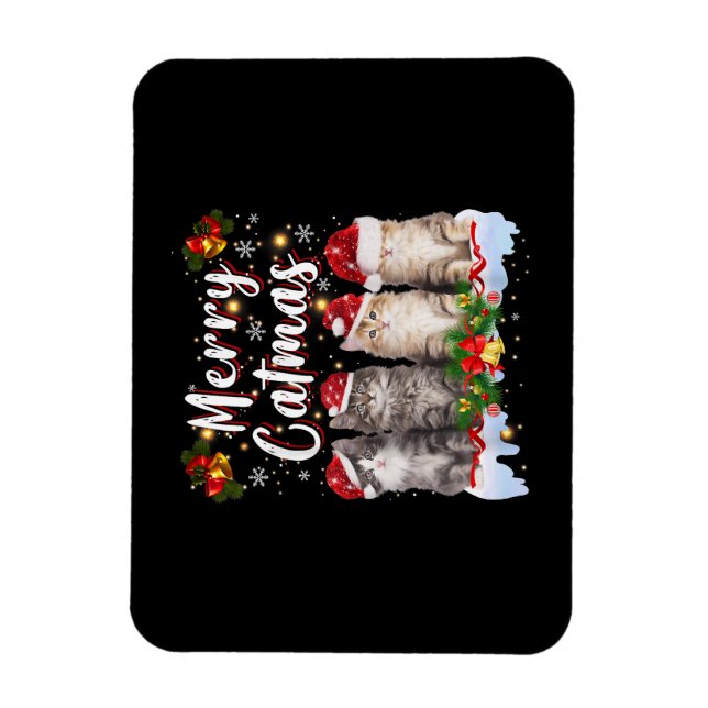 Cat Christmas Weihnachtsmannmütze Funny Merry Catm Magnet (Vertikal)