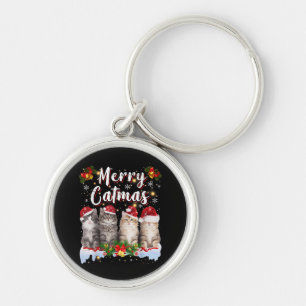 Cat Christmas Weihnachtsmannmütze Funny Merry Catm Schlüsselanhänger