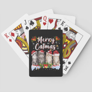 Cat Christmas Weihnachtsmannmütze Funny Merry Catm Spielkarten