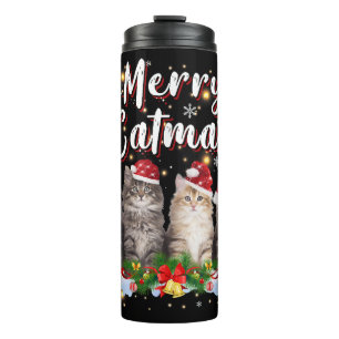 Cat Christmas Weihnachtsmannmütze Funny Merry Catm Thermosbecher