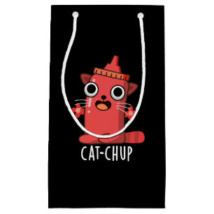 Cat chup Funny Ketchup Pun Dark BG Kleine Geschenktüte
