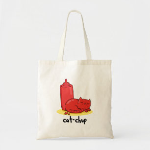 Cat chup Funny Red Ketchup Cat Pun Tragetasche