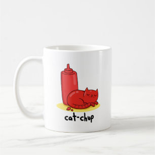 Cat chup Niedlich Red Ketchup Cat Pun Kaffeetasse