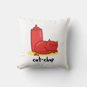 Cat chup Niedlich Red Ketchup Cat Pun Kissen