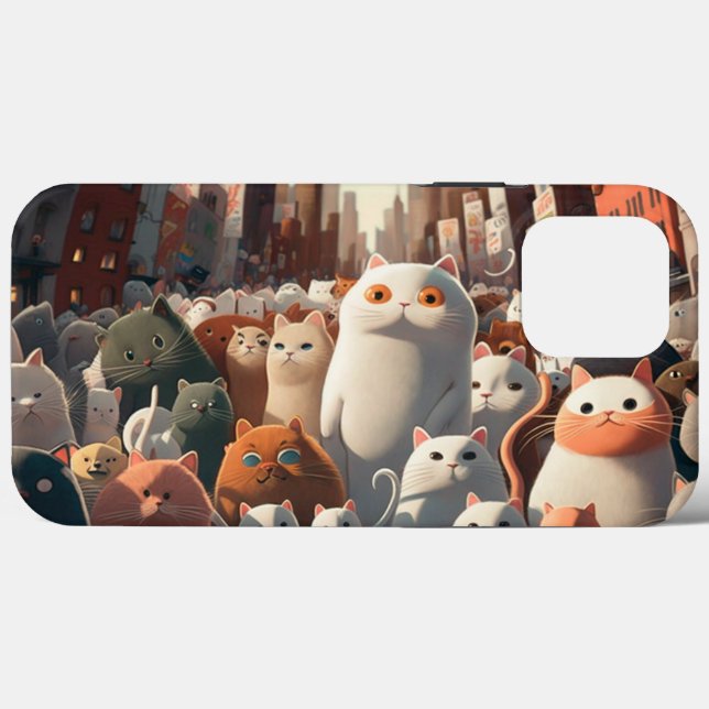Cat City Cartoon Crowd Case-Mate iPhone Hülle (Rückseite (Horizontal))