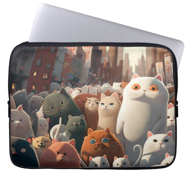 Cat City Cartoon Crowd Laptopschutzhülle (Vorderseite)