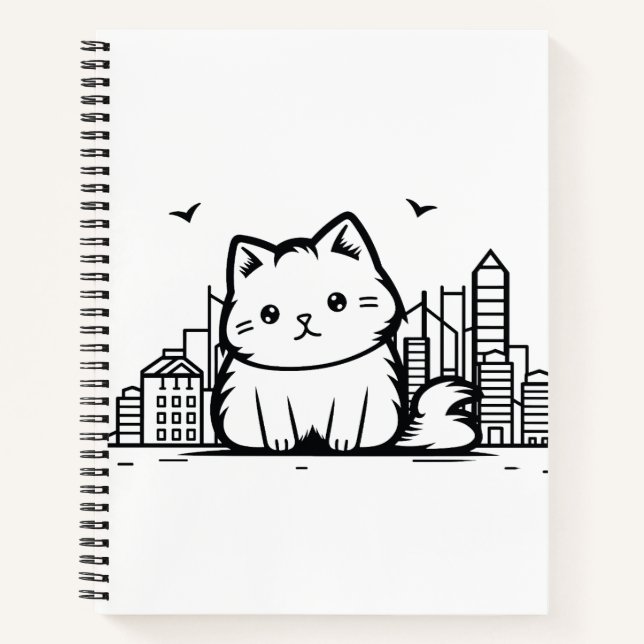 Cat Cityscape Furry Niedlich Vector Graphic Notizbuch (Vorderseite)