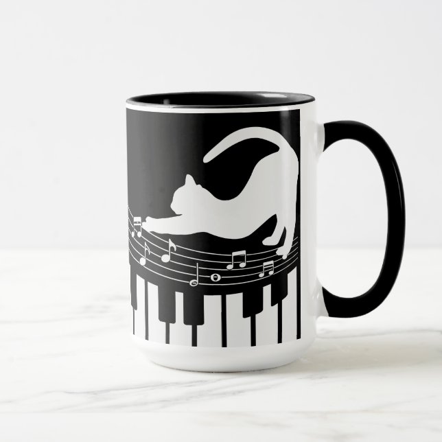 Cat Classic Jazz Piano Keyboard Player Kaffee Tasse (Rechts)