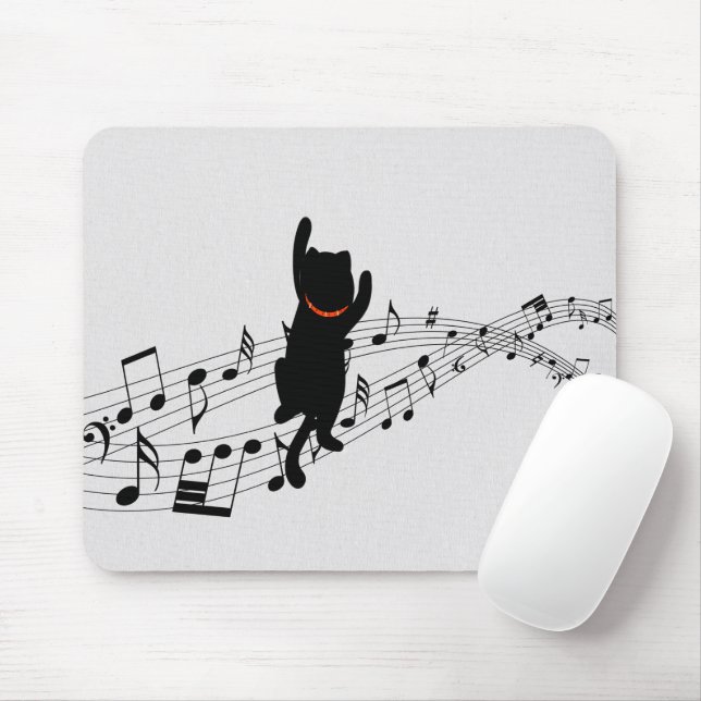 Cat Climbing Music Staff Mousepad (Mit Mouse)