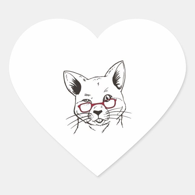 Cat Clipart Herz-Aufkleber (Vorderseite)
