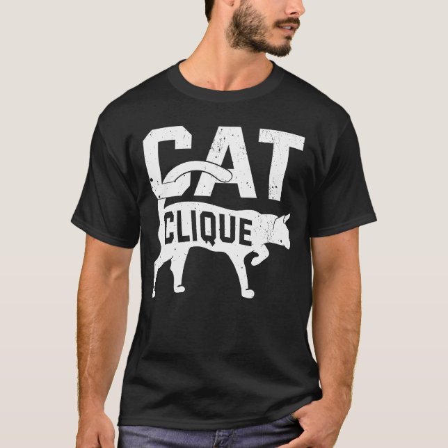 Cat Clique Kitten Pet Eigentümer Meow T-Shirt (Vorderseite)