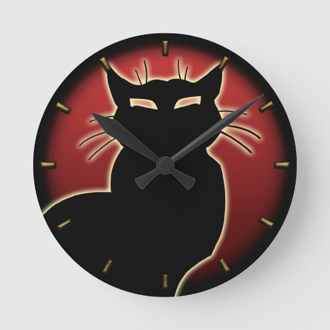 Cat Clock Niedlich Cat Lover Wall Clock Cat Decke Runde Wanduhr (Vorderseite)