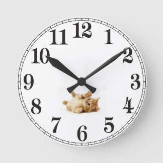Cat Clock Runde Wanduhr
