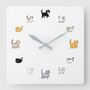Cat Clock, Square Quadratische Wanduhr