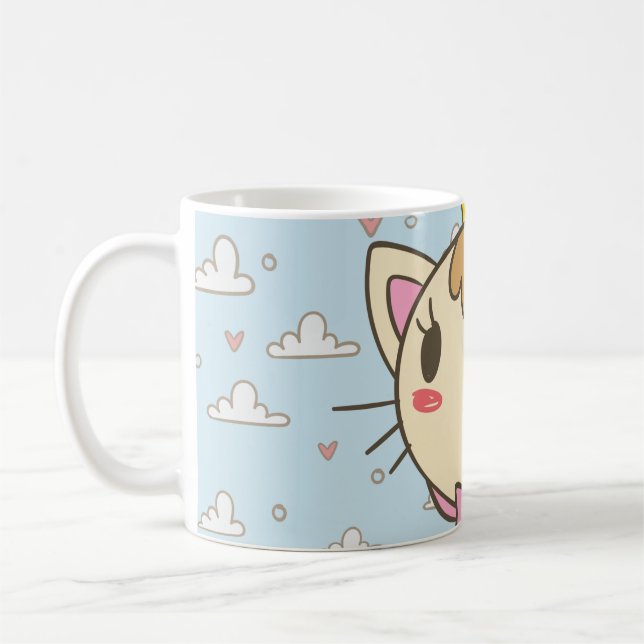 Cat Cloud Herz Textur Kitten Kaffeetasse (Links)