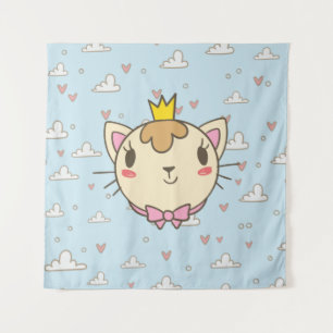 Cat Cloud Herz Textur Kitten Wandteppich