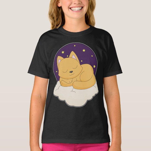 Cat Clouds Stars T-Shirt (Vorderseite)