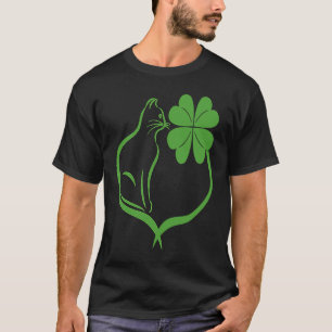 Cat Clover Silhouette Kleeblatt St Patricks Day Ki T-Shirt