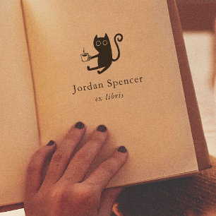 Cat & Coffee Ex Libris Personalisiertes Buch Permastempel