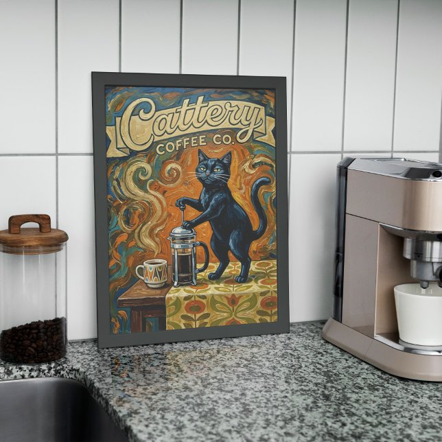 Cat Coffee Lovers Wall Art Print Poster (Von Creator hochgeladen)