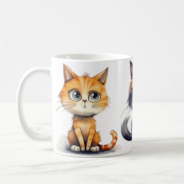 Cat Coffee Tasse Design ausdrucksstark (Links)