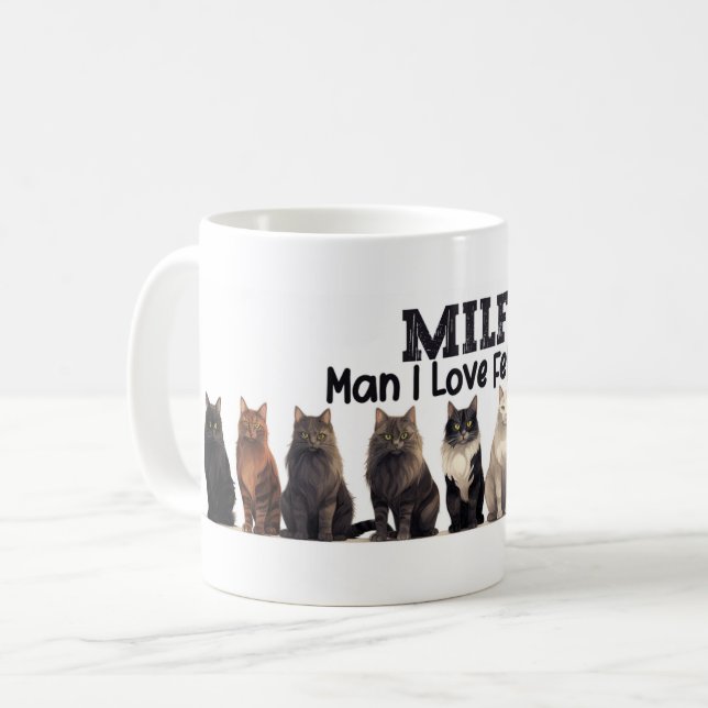 Cat Coffee Tasse, Mann I Liebe Felines MILF Kaffeetasse (Vorderseite Links)