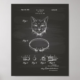 Cat Collar 1952 Chalkboard für Patentkunst Poster