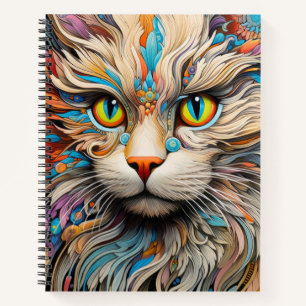 Cat Colorful Animal Verzauberung Abstrakt Notizbuch