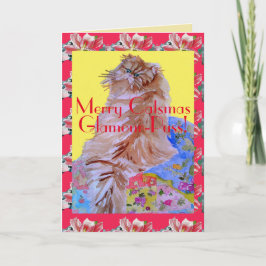 Cat Colorful Quilt Frohe Weihnachts Pusskarte Karte