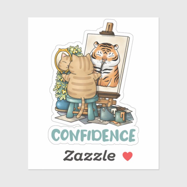Cat Confidence Self Portrait of Tiger Aufkleber (Blatt)