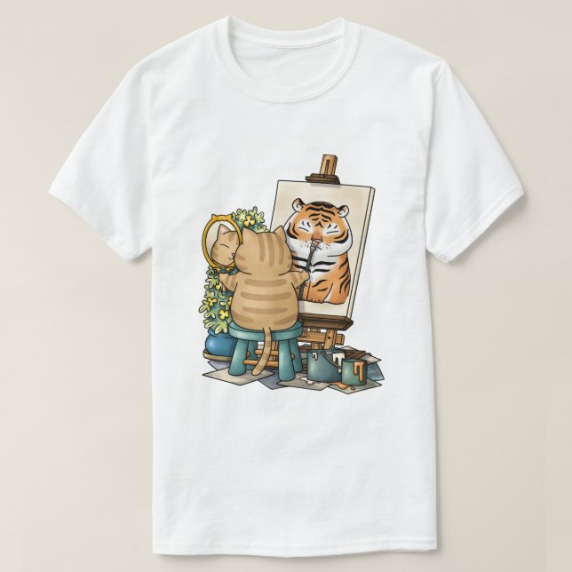 Cat Confidence Self Portrait of Tiger T-Shirt (Design vorne)