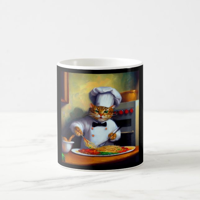 Cat Cooking Spaghetti Kaffeetasse (Mittel)