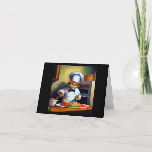 Cat Cooking Spaghetti Karte (Vorderseite)