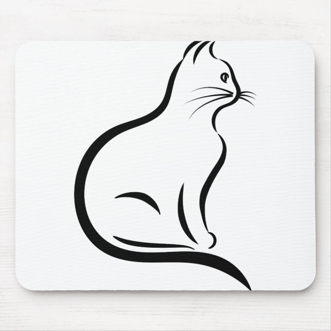 Cat Cool Remeras Helix Line Art Tiere Mousepad (Vorne)