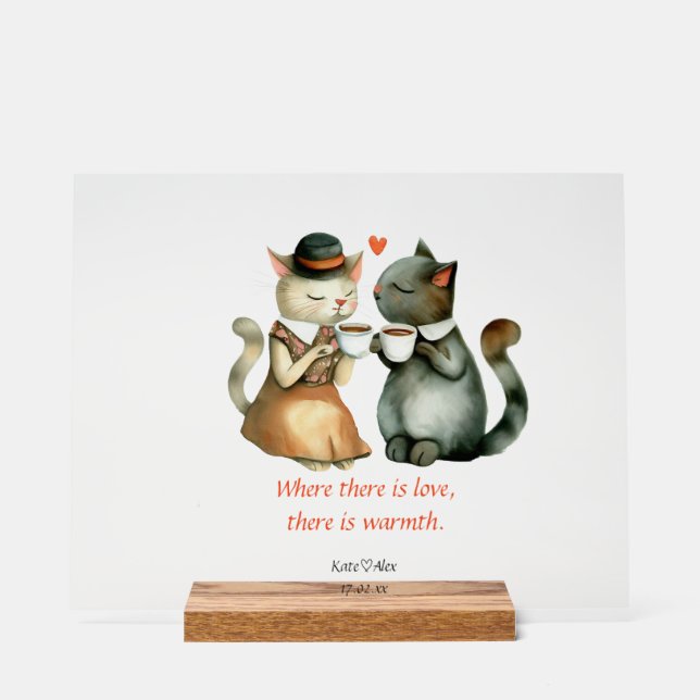 Cat Couple Acrylschild (Vorderseite)