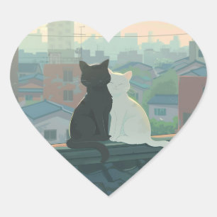 Cat Couple Herz-Aufkleber